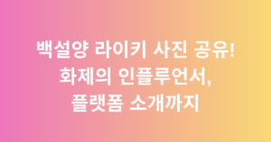 백설양 라이키 사진 공유! 화제의 인플루언서, 플랫폼 소개까지