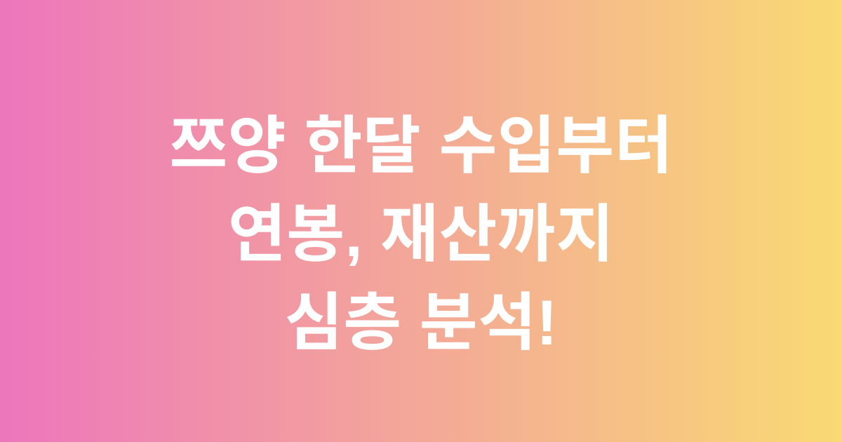 쯔양 한달 수입부터 연봉, 재산까지 심층 분석!