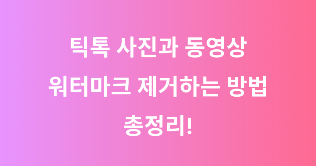 틱톡 사진과 동영상 워터마크 제거하는 방법 총정리!